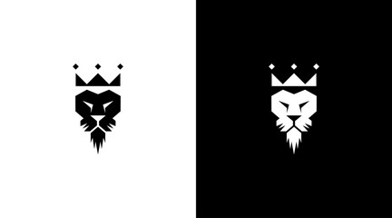 lion king with crown logo vector monogram black and white icon style Design template © nuryani