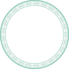 Vintage round frame botanic garden retro abstract pattern border