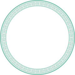 Vintage round frame botanic garden retro abstract pattern border