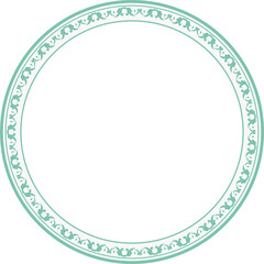 Vintage round frame botanic garden retro abstract pattern border