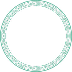 Vintage round frame botanic garden retro abstract pattern border