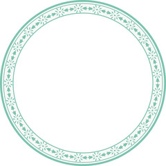Vintage round frame botanic garden retro abstract pattern border