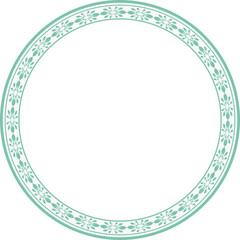 Vintage round frame botanic garden retro abstract pattern border