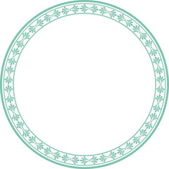 Vintage round frame botanic garden retro abstract pattern border