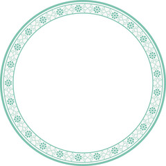 Vintage round frame botanic garden retro abstract pattern border