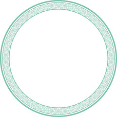 Vintage round frame botanic garden retro abstract pattern border