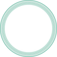 Vintage round frame botanic garden retro abstract pattern border