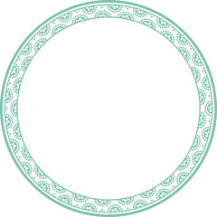Vintage round frame botanic garden retro abstract pattern border