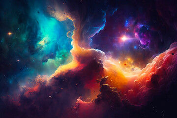 Obraz na płótnie Canvas Cosmic multicolor background. Generative AI