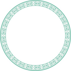 Vintage round frame botanic garden retro abstract pattern border