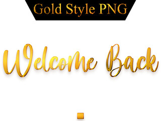 Welcome Back Text in Gold Gradient Calligraphy Transparent PNG 