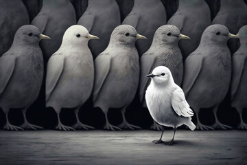 One white crow among all blacks. Not like everyone else a white crow. Generative AI