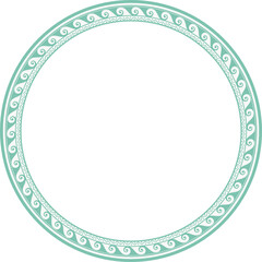 Vintage round frame botanic garden retro abstract pattern border