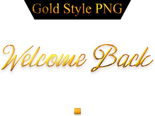Welcome Back Cursive Text in Gold Alphabetical Transparent PNG 