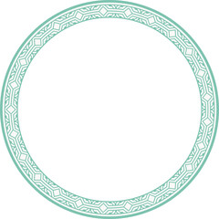 Vintage round frame botanic garden retro abstract pattern border
