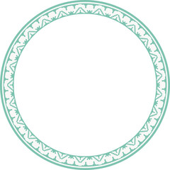 Vintage round frame botanic garden retro abstract pattern border