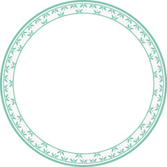 Vintage round frame botanic garden retro abstract pattern border