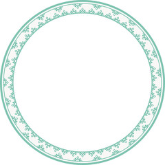 Vintage round frame botanic garden retro abstract pattern border