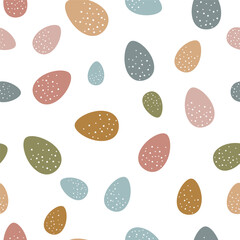 Seamless pattern with Easter eggs and flowers. Flowers, eggs, easter, spring. Textile, print, spring festival.