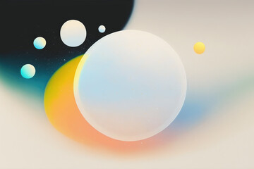 White planet minimalist abstract space illustration, Generative Art