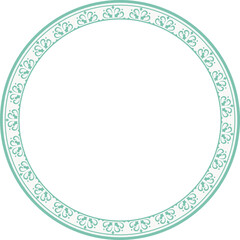 Vintage round frame botanic garden retro abstract pattern border