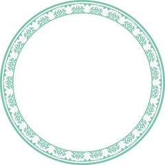 Vintage round frame botanic garden retro abstract pattern border