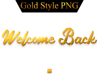 Welcome Back Text in Gold Calligraphy Transparent PNG Text