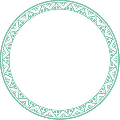 Vintage round frame botanic garden retro abstract pattern border