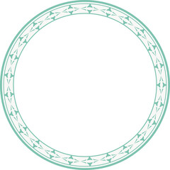 Vintage round frame botanic garden retro abstract pattern border