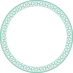 Vintage round frame botanic garden retro abstract pattern border