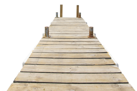 front view of an empty wooden jetty bridge  - Powered by Adobe