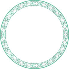 Vintage round frame botanic garden retro abstract pattern border