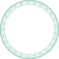 Vintage round frame botanic garden retro abstract pattern border