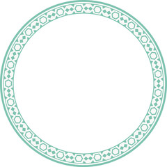 Vintage round frame botanic garden retro abstract pattern border