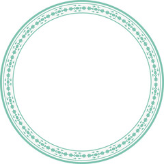 Vintage round frame botanic garden retro abstract pattern border