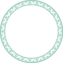 Vintage round frame botanic garden retro abstract pattern border