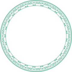Vintage round frame botanic garden retro abstract pattern border