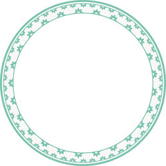 Vintage round frame botanic garden retro abstract pattern border