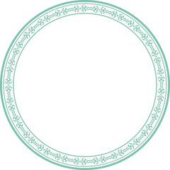 Vintage round frame botanic garden retro abstract pattern border