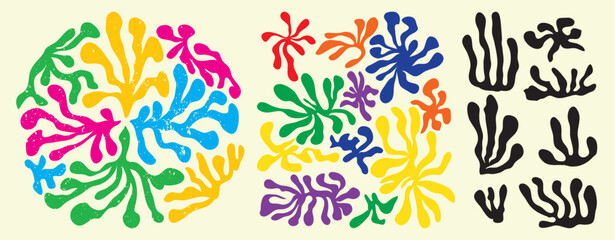 Matisse inspired contemporary collage botanical minimalist wall art posters set