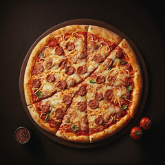 pizza on a wooden table