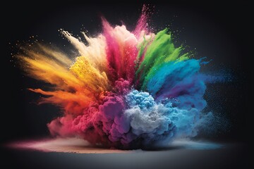 Obraz na płótnie Canvas Colors Powder Burst Exploding Holi Festival. Generative AI.