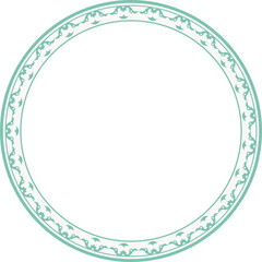Vintage round frame botanic garden retro abstract pattern border
