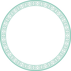 Vintage round frame botanic garden retro abstract pattern border