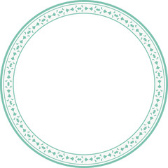 Vintage round frame botanic garden retro abstract pattern border