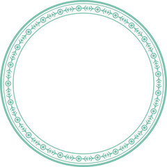 Vintage round frame botanic garden retro abstract pattern border