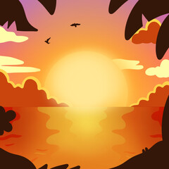Fototapeta na wymiar Sunset Background. Vector clip art illustration with simple gradients. All in one single layer.