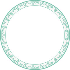 Vintage round frame botanic garden retro abstract pattern border