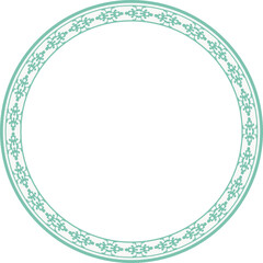 Vintage round frame botanic garden retro abstract pattern border