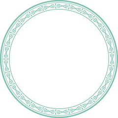 Vintage round frame botanic garden retro abstract pattern border